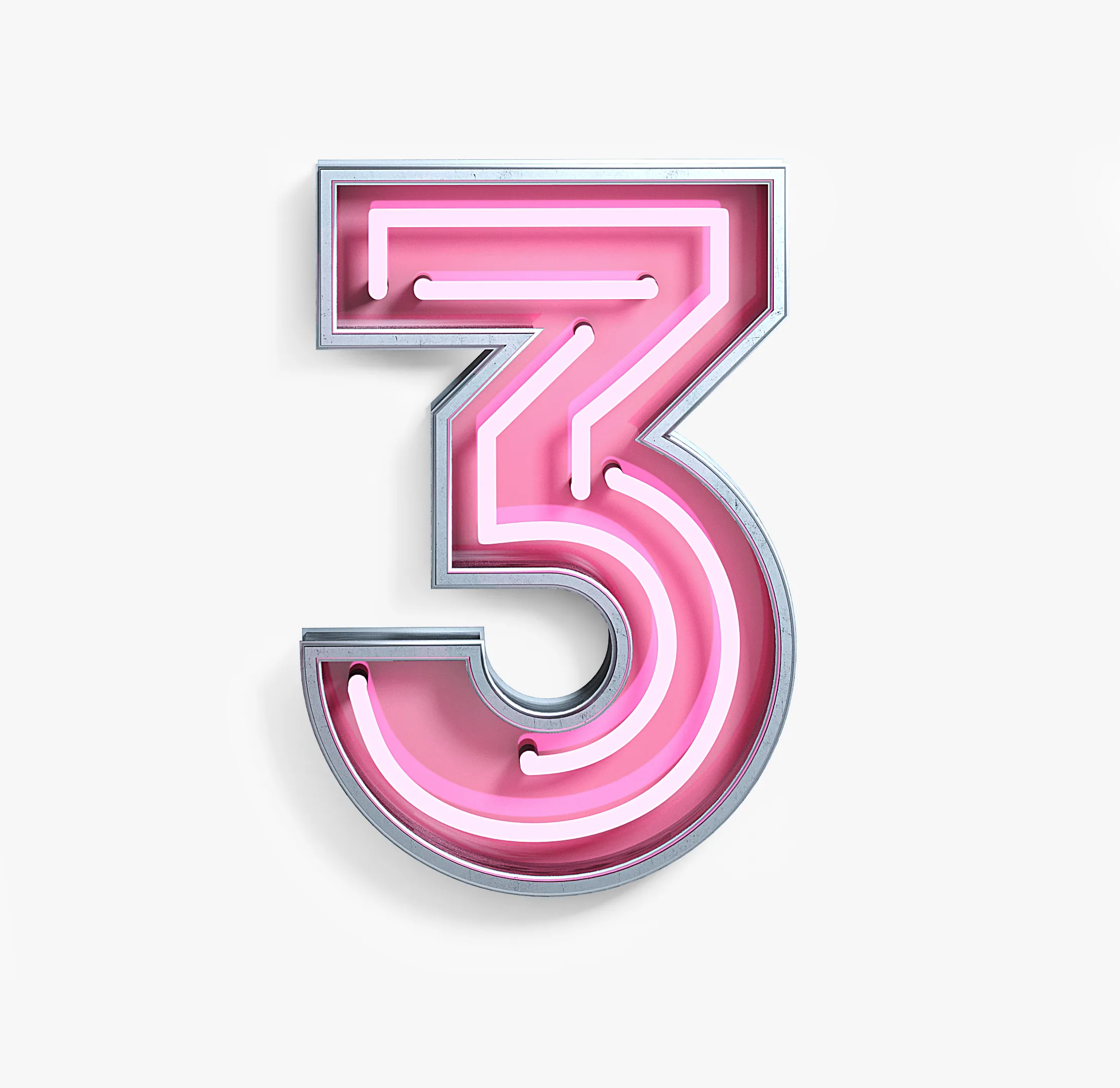 Bright Neon Font. Number 3